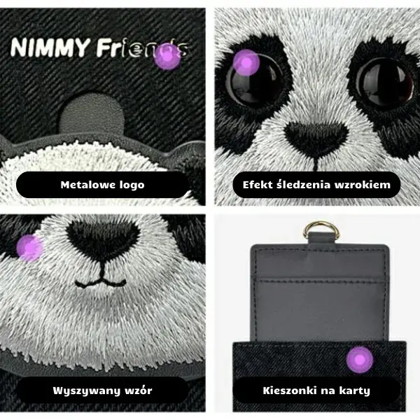 Nimmy portfel na karty czarny/black Big Eyed Pet 2.0 Cat